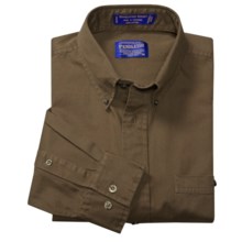 Woven Cotton Shirt - Long Sleeve (For Men) in Dark Brown - 2nds