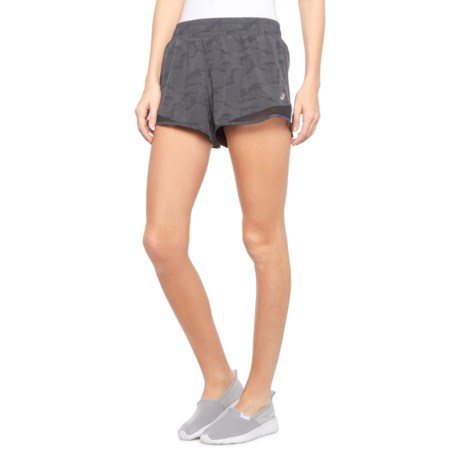 ASICS Woven Shorts with Liner (For Women) - PERFORMANCE BLK/TARMAC (XL )