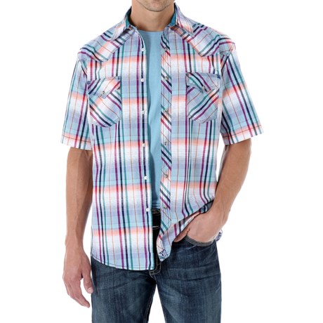 Wrangler 20X Plaid Shirt Snap Front, Short Sleeve (For Men)