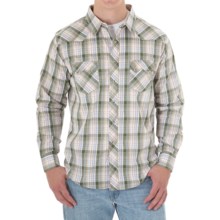 Wrangler Cotton Poplin Western Shirt - Long Sleeve (For Men) in Gree/Khaki/White Plaid - Closeouts