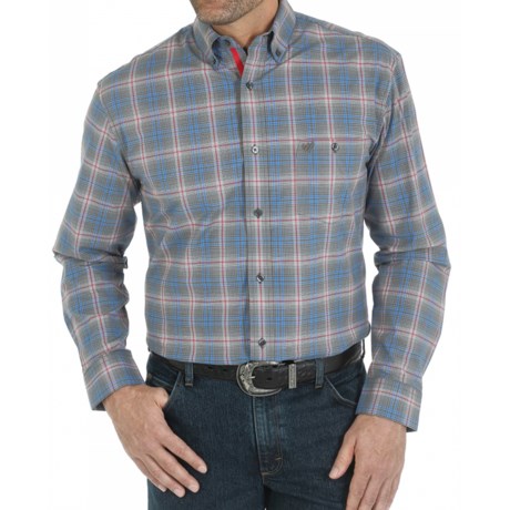 Wrangler Premium Performance Advanced Comfort Plaid Sport Shirt Button Down, Long Sleeve (For Men)