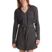 Wrangler Rock 47 Shirt Dress - Y-Neck, Long Sleeve (For Women) in Grey - Closeouts