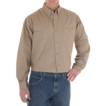 Wrangler Rugged Wear Wrinkle-Free Poplin Shirt - Long Sleeve (For Men) in Taupe - Closeouts