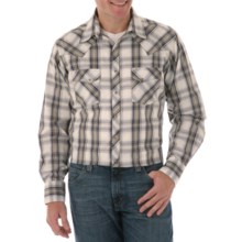 Wrangler Western Yoke Shirt - Snap Front, Long Sleeve (For Men) in Navy/Khaki Palid - Closeouts