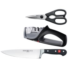 Wusthof Classic Kitchen 3-Piece Set - Knife, Scissors, Sharpener in See Photo - Closeouts