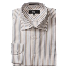 XMI Tan Dress Shirt - Spread Collar, Long Sleeve (For Men) in Tan Stripe - Closeouts