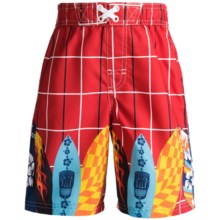 Xtreme Swim Trunks - Inner Brief (For Boys) in Red Surf Boards - 2nds