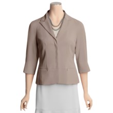 Yansi Fugel Microfiber Peplum Jacket - Stretch Crepe, 3/4 Sleeve (For Women) in Taupe - Closeouts