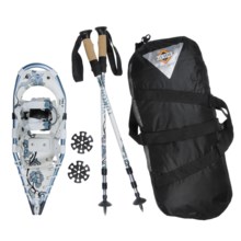 Yukon Charlie’s Pro Guide V Snowshoe Kit - 21”, Bag, Poles (For Women) in Ice Blue/Grey Flower - Closeouts
