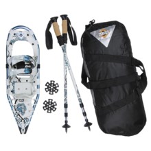 Yukon Charlie’s Pro Guide V Snowshoe Kit - 25”, Bag, Poles (For Women) in Ice Blue/Grey Flower - Closeouts