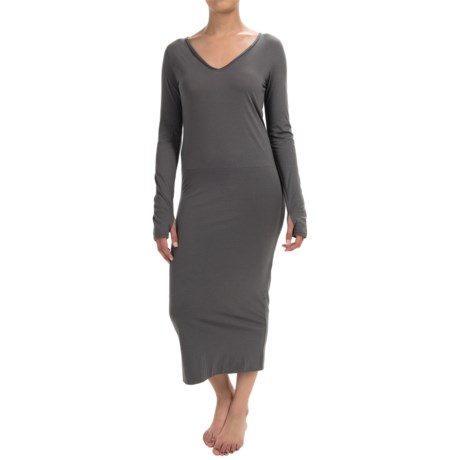Yummie Tummie Deep V Neck Nightgown Pima Cotton, Modal, Long Sleeve (For Women)
