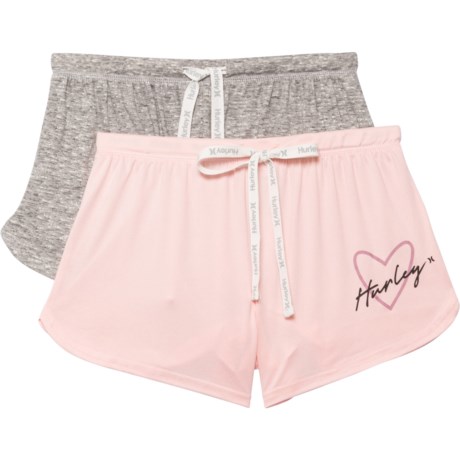 Hurley Yummy Jersey Shorts - 2-Pack (For Women) - PINK DOGWOOD / HEATHER GREY (S )