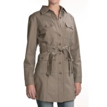 Zenim Cotton Gabardine Trench Coat - Stretch (For Women) in Brown - Closeouts