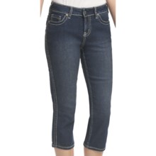 Zenim Embroidered Back Pocket Capris (For Women) in Med Denim - Closeouts