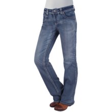 Zenim Lotus Bootcut Jeans - Mid Low Fit, Stretch Cotton (For Women) in Light Faded Wash - Closeouts