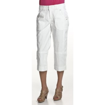 Zenim Ripstop Cotton Cargo Capris (For Women) in White