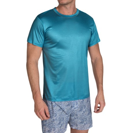 Zimmerli Modal Solid Shirt Crew Neck Short Sleeve For Men