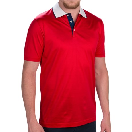 Zimmerli of Switzerland Contrast Collar Polo Shirt Short Sleeve For Men