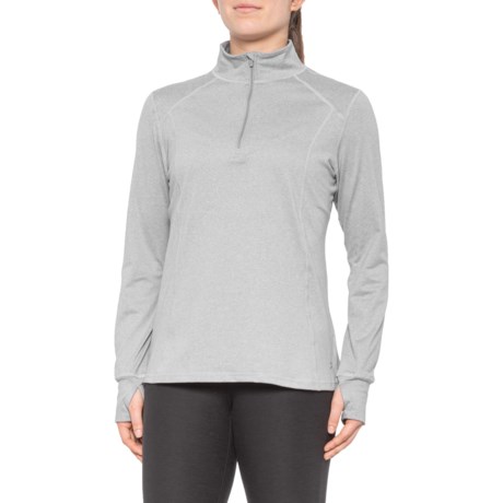 UPC 043475845790 product image for Zip Neck Shirt - Long Sleeve (For Women) - GREY HEATHER (M ) | upcitemdb.com