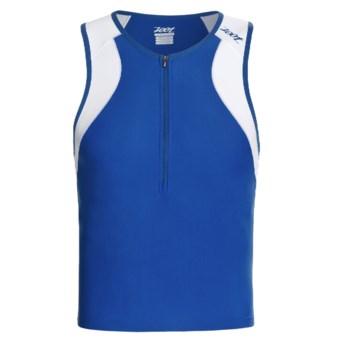 Zoot Sports Endurance Tri Tank Top - Zip Neck (For Men) in Classic Blue/White