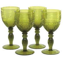 Zrike Swirl Vintage Goblets - Set of 4, Glass in Green - Closeouts