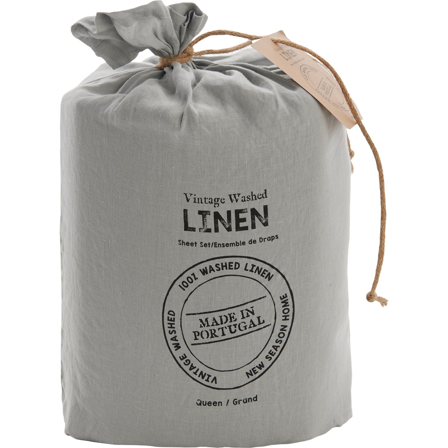 100 Linen Made in Portugal Sheet Set Queen, Grey Save 48