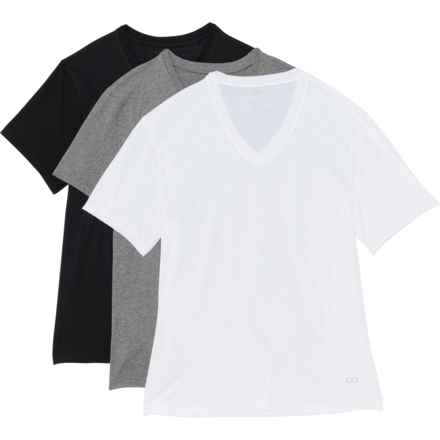 2XIST Performance-Cotton V- Neck Shirt - 3-Pack, Short Sleeve in White/Black/Grey