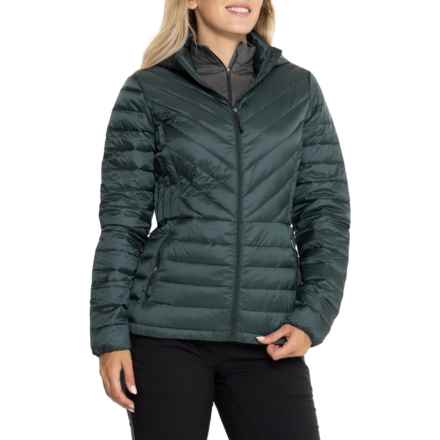 32 Degrees Lightweight Packable Quilted Down Short Jacket - Insulated, Detachable Hood in Darkst Spruce