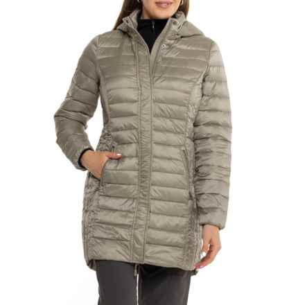 32 Degrees Packable Quilted 3/4 Length Down Coat - Insulated in Laurel Oak