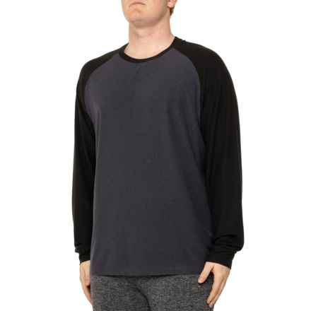 32 Degrees Plush Heat Raglan Pajama Shirt - Long Sleeve in Heather Magnet Black