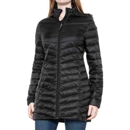 32 Degrees Quilted Packable Down Jacket - 3/4-Length, Detachable Hood in Black