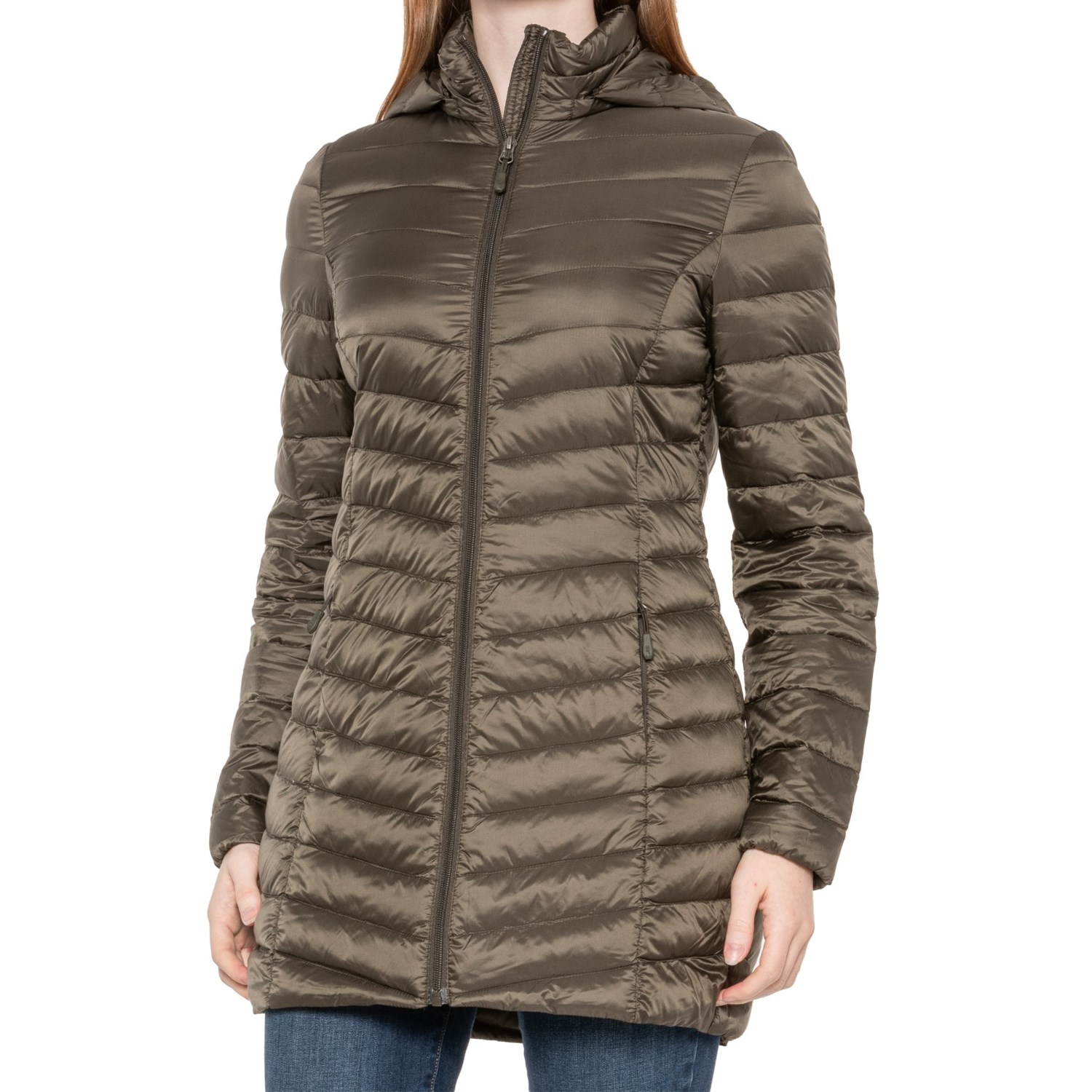 32 Degrees Quilted Packable Down Jacket - 3/4-Length, Detachable Hood ...