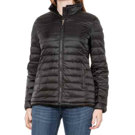 32 Degrees Short Quilted Packable Down Jacket - Faux-Fur Lined in Black