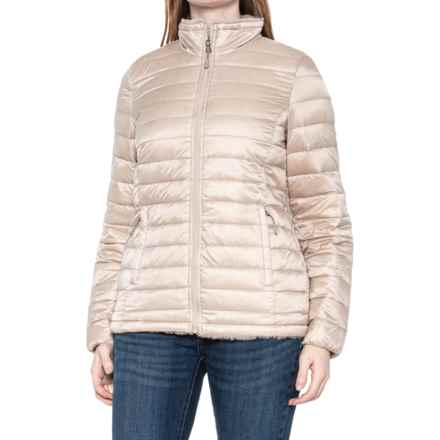 32 Degrees Short Quilted Packable Down Jacket - Faux-Fur Lined in Chateau Gray