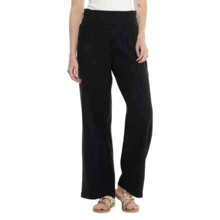 4OUR Dreamers Cotton Gauze Foldover Waist Cover-Up Pants in Black