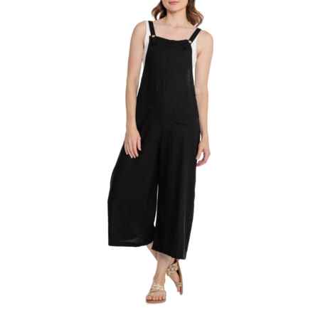 4OUR Dreamers Striped Jumpsuit Overalls - Sleeveless in Black Linen