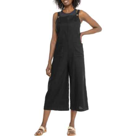 4OUR Dreamers Wide Leg Cropped Jumpsuit - Linen, Sleeveless in Black
