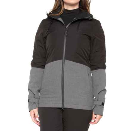 686 Janet Color-Block Ski Jacket - Insulated in Black/Grey Melange