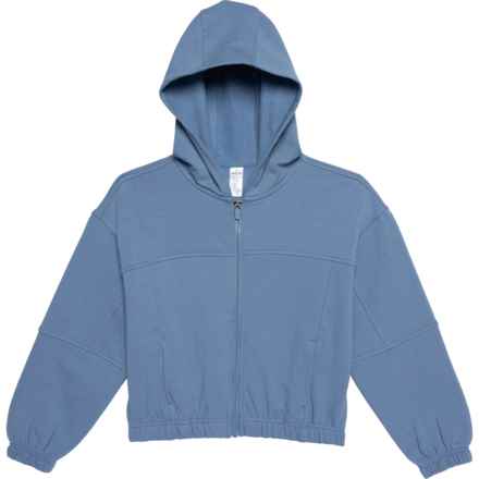 90 Degree by Reflex Big Girls Cloud Plush Ludlow Crop Hoodie in Coronet Blue