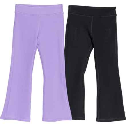 90 Degree by Reflex Big Girls Everyday Ribbed Flared Pants - High Rise, 2-Pack in Paisley Purple/Black