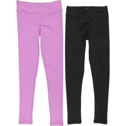 90 Degree by Reflex Big Girls Interlock Basic Tights and Lux Everyday Tights - 2-Pack in Sheer Lilac/Black