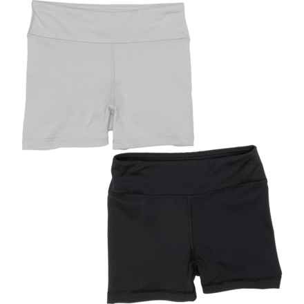 90 Degree by Reflex Big Girls Interlock Bike Shorts - 2-Pack, 3” in Htr.Grey/Black