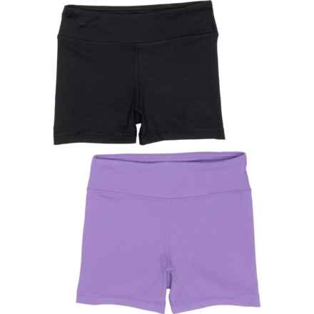 90 Degree by Reflex Big Girls Interlock Bike Shorts - 2-Pack, 3” in Paisley Purple/Black