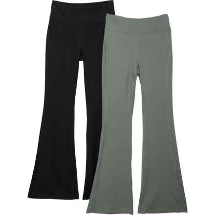 90 Degree by Reflex Big Girls Interlock Flare Leg Yoga Pants - 2-Pack in Agave Green/Black