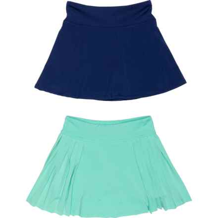 90 Degree by Reflex Big Girls Jersey Drop Shot Skort and Summer Skort Set - 2-Pack in Ocean Splash/Beacon Blue