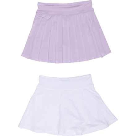 90 Degree by Reflex Big Girls Jersey Infinity Pleated Tennis Skort and Summer Skort Set - 2-Pack in Pastel Lilac/White