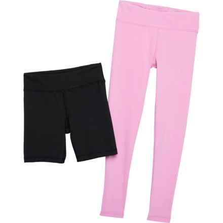 90 Degree by Reflex Big Girls Lux Madison Basic Tights and Lux Everyday High-Rise Bike Shorts Set in Opera Mauve/Black