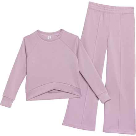 90 Degree by Reflex Big Girls Maeve Cropped Sweatshirt and Wide Leg Sweatpants Set in Fair Orchid