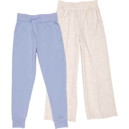 90 Degree by Reflex Big Girls Pintuck Wide-Leg Pants and Soft Knit Joggers Set - 2-Pack in Htr.Nacreous Cloud/Blue Heron