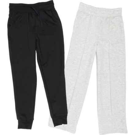 90 Degree by Reflex Big Girls Pintuck Wide-Leg Pants and Soft Knit Joggers Set in Htr.Grey/Black